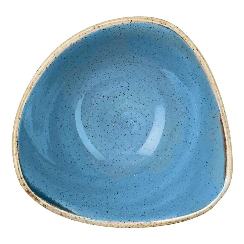 Flitsaanbieding Churchill Stonecast Cornflower Blue driehoekige kom 18.5 cm pak van 12