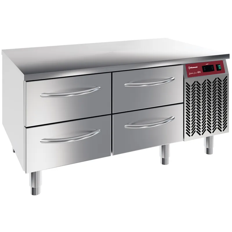 Merkproduct Gekoeld onderstel, 4x1/2 laden GN 1/1-h 100 mm - 1200x700x(h)645/705mm