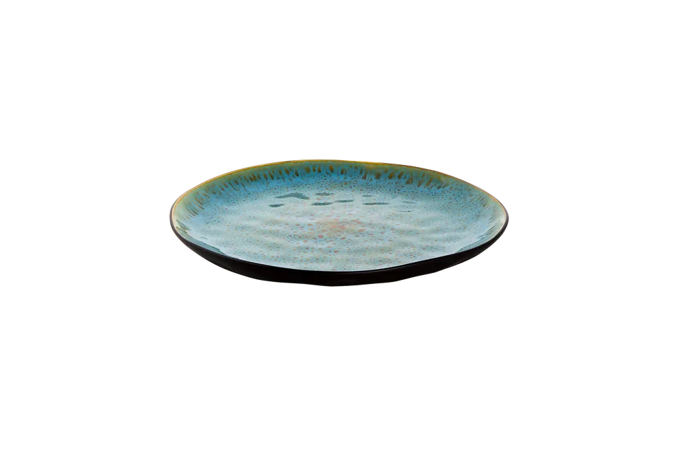 Bestel Nu Bord Lotus 27.5 cm Turquoise Zwart Stoneware