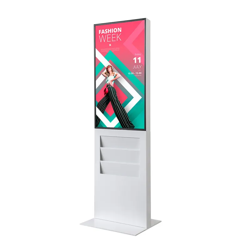 Digitale Smart Line Totem Rack 6 x A4 Met 43" Samsung Scherm Wit Lage Kosten