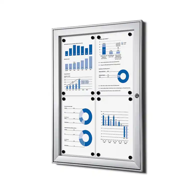 Snelle Levering Vergrendelbaar Notitiebord Indoor Zilver 4x A4