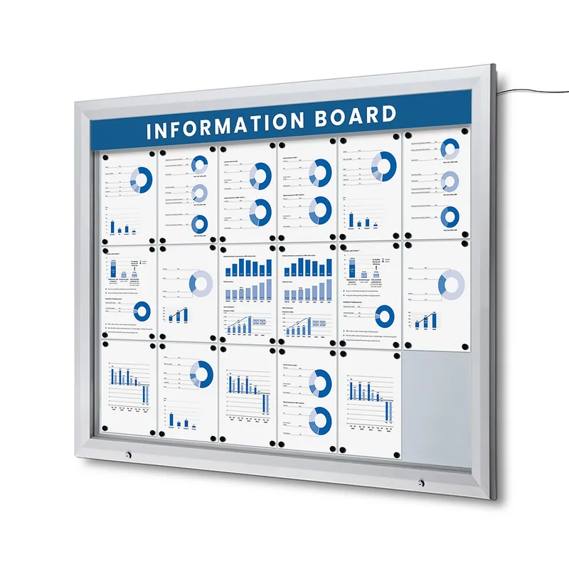 Direct Verzonden Vergrendelbaar Notitiebord Outdoor Verlicht Logo Met Gasveer 18x A4