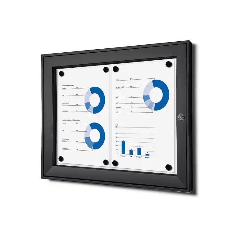 Vergrendelbaar Notitiebord Indoor Zwart 2x A4 Gratis Retour