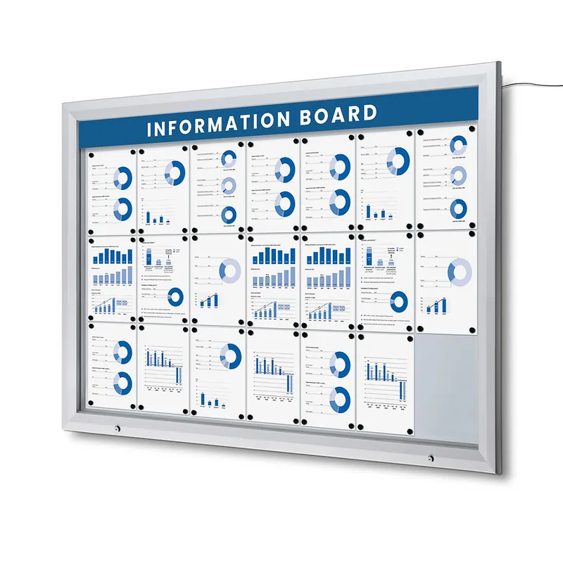 Weekendaanbieding Vergrendelbaar Notitiebord Outdoor Verlicht Logo Met Gasveer 21x A4