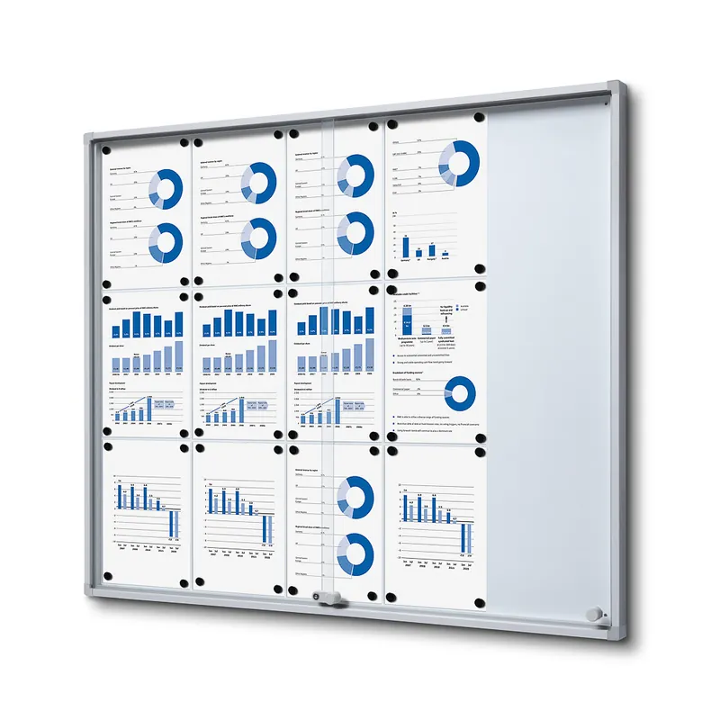 Indoor Vergrendelbaar Notitiebord Met Schuifdeuren Slim met Veiligheidshoeken 15 x A4 Actieprijs