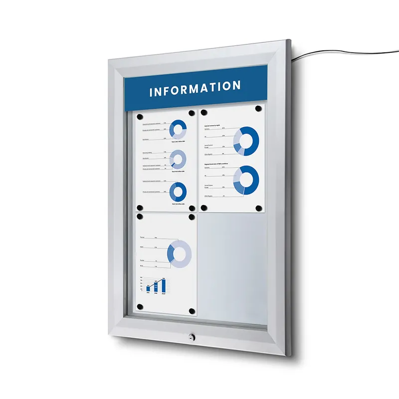 Vergrendelbaar Notitiebord Outdoor Verlicht Logo 4x A4 Gratis Retour