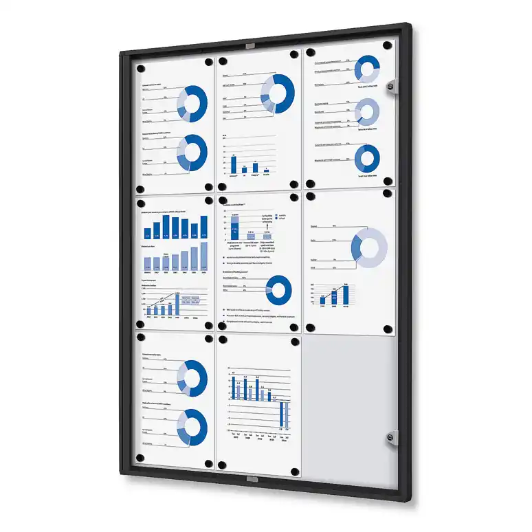 Indoor Vergrendelbaar Notitiebord Economy 9x A4 Zwart Laatste Versie