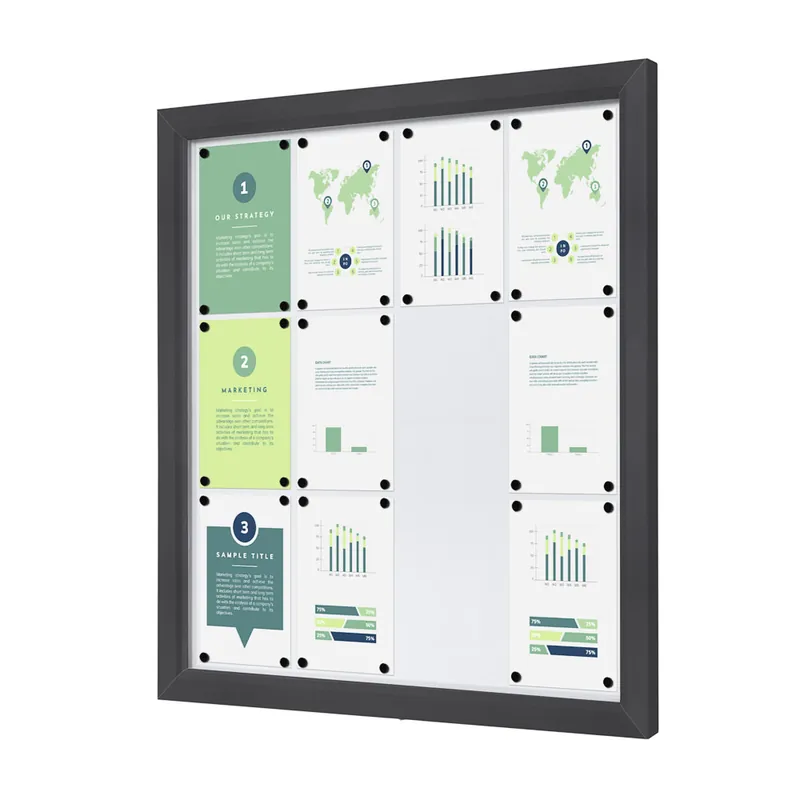 Outdoor Vergrendelbaar Notitiebord Slim 12 x A4 Anthracite Op = Op