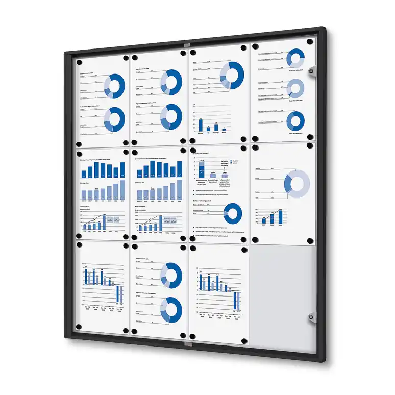 Vergrendelbaar Notitiebord Indoor Economy Zwart 12x A4 Tijdelijk Beschikbaar