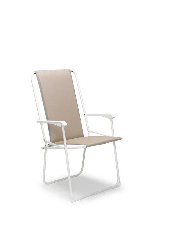 Flitsaanbieding Chiemsee Klapstoel camping hoge rug Wit - Beige