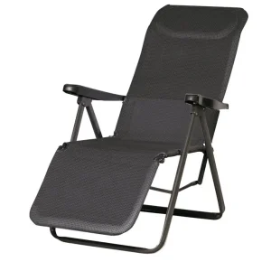 Weekendaanbieding Lugano Relaxstoel meerstanden Antraciet - Zwart