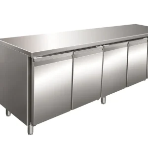 Gastro-Inox RVS GN vrieswerkbank met 4 deuren, geforceerd gekoeld Goedkoop