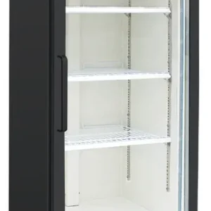 Gastro-Inox zwart stalen display vriezer 600 liter met glasdeur, geforceerd gekoeld Flitsaanbieding
