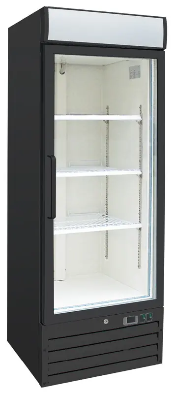 Gastro-Inox zwart stalen display vriezer 600 liter met glasdeur, geforceerd gekoeld Flitsaanbieding
