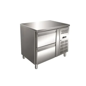 Gastro-Inox RVS GN koelwerkbank met 2 laden, geforceerd gekoeld Gereduceerde Prijs