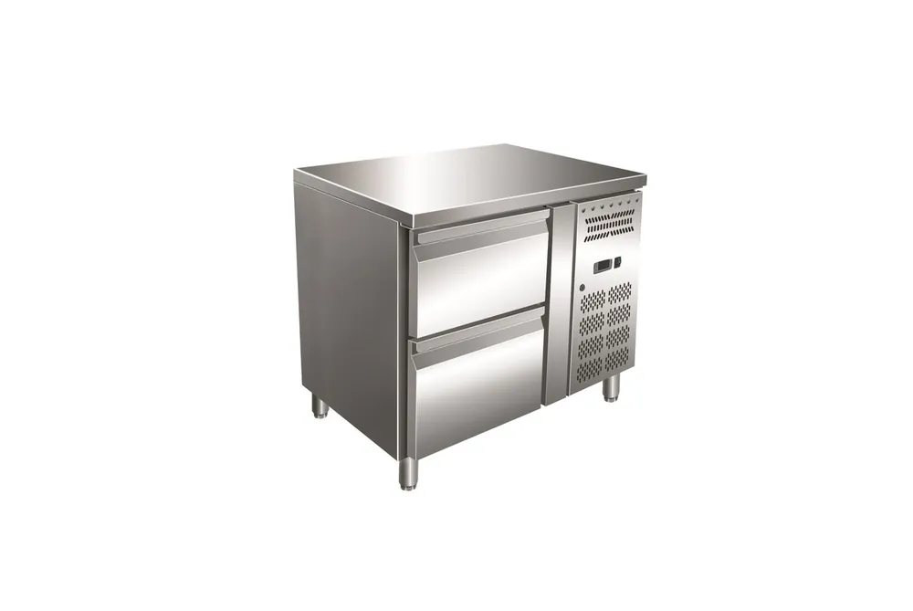 Gastro-Inox RVS GN koelwerkbank met 2 laden, geforceerd gekoeld Gereduceerde Prijs