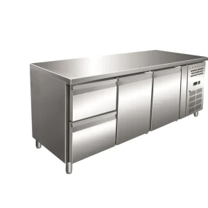 Rechtstreeks Van De Fabrikant Gastro-Inox RVS GN koelwerkbank met 2 deuren en 2 laden, geforceerd gekoeld