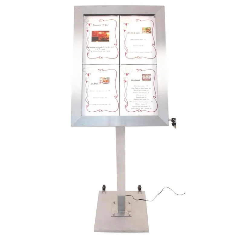 Populair Securit RVS Gekleurd LED 4XA4 display met paal en voet