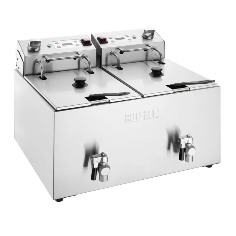 Gecertificeerd Buffalo Dubbele Elektrische Friteuse Met Timer 2X8Ltr