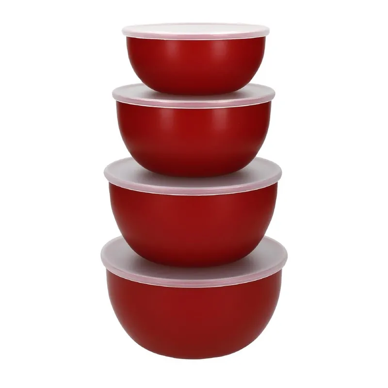 Lage Kosten Kitchenaid Voorbereidingskommen Met Deksel Empire Rood (Set Van 4)