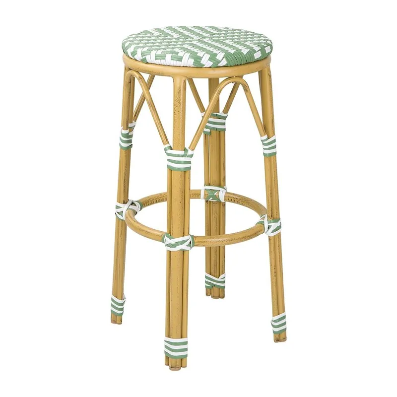 Bolero Parijse Stijl PE Rattan Barkrukken Licht Groen (2 Stuks) Tijdelijk Beschikbaar