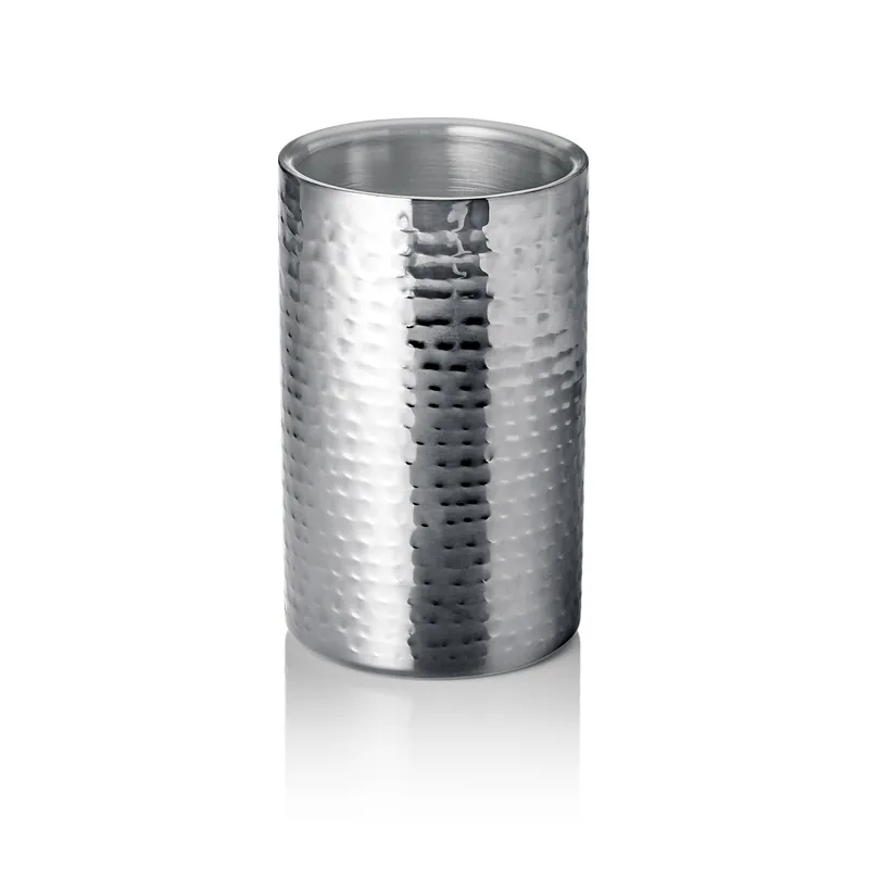 Hete Deal Flessenkoeler - Ø 12 cm - hoogte 19 cm - gehamerd - dubbelwandig - chroomnikkelstaal
