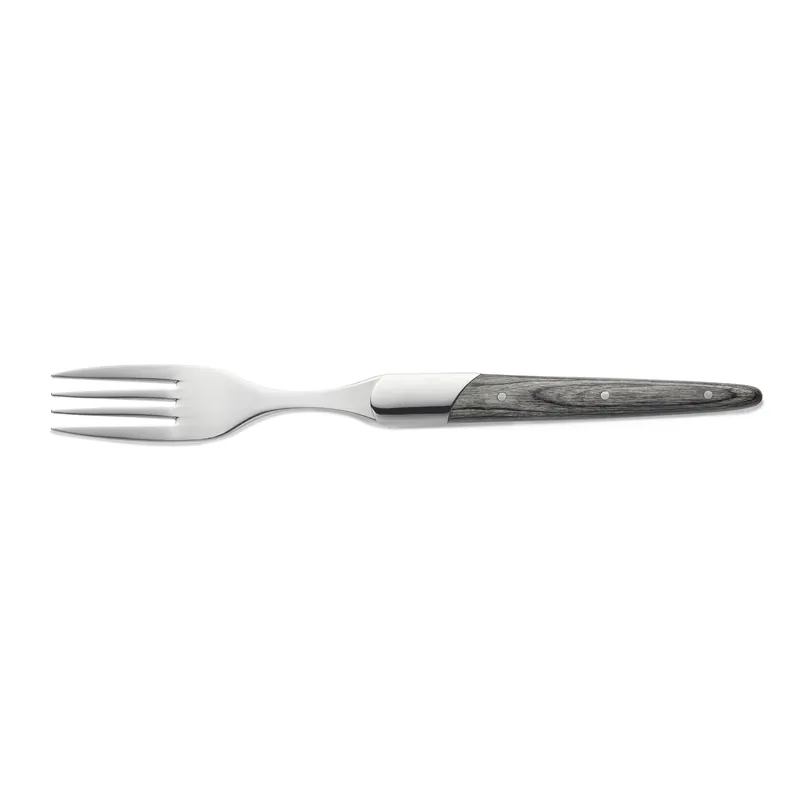 Steakvorkenset CARLOS met grijs pakkahouten handvat - set van 6 stuks - lemmetstaal 420 - hout Merkproduct
