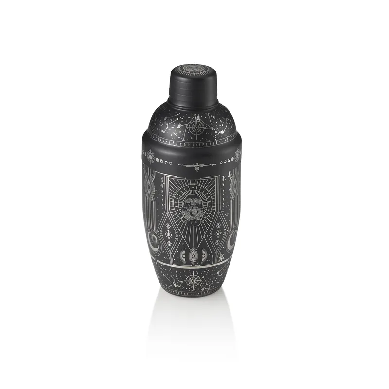 Exclusieve Aanbieding Shaker Tattoo NOCTURN - 0,5 ltr. - Ø 8,5 cm - zwart goud - chroomnikkelstaal 18/8
