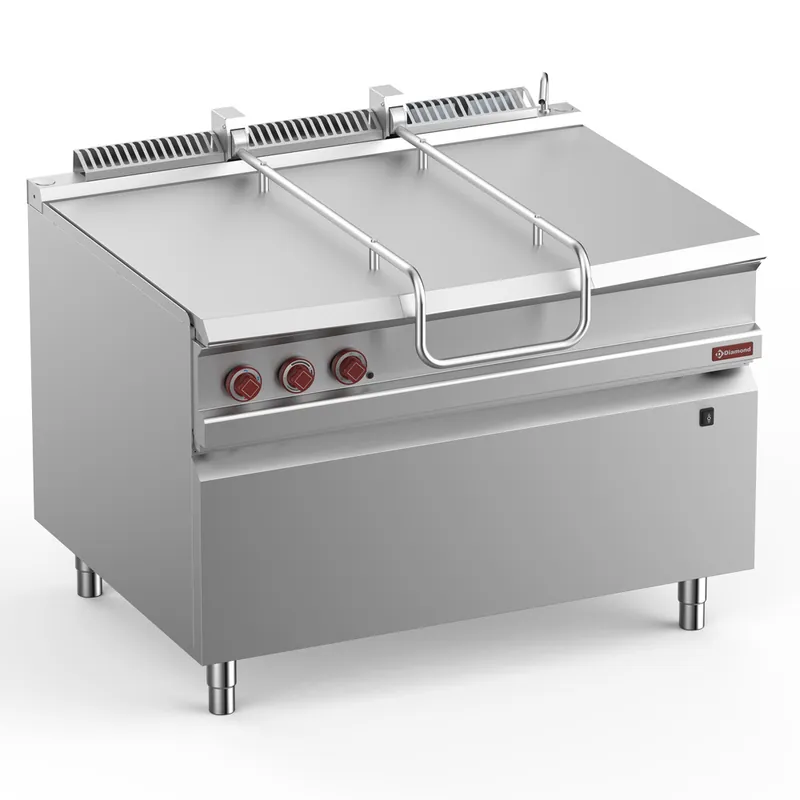 Kantelbare gasbraadpan, R.V.S. kuip 120 liter op meubel Alleen Vandaag