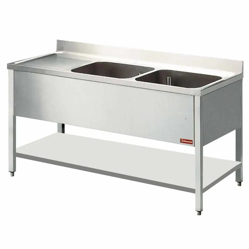 Spoeltafel met 2 kuipen en 1 druipvlak Direct Verzonden