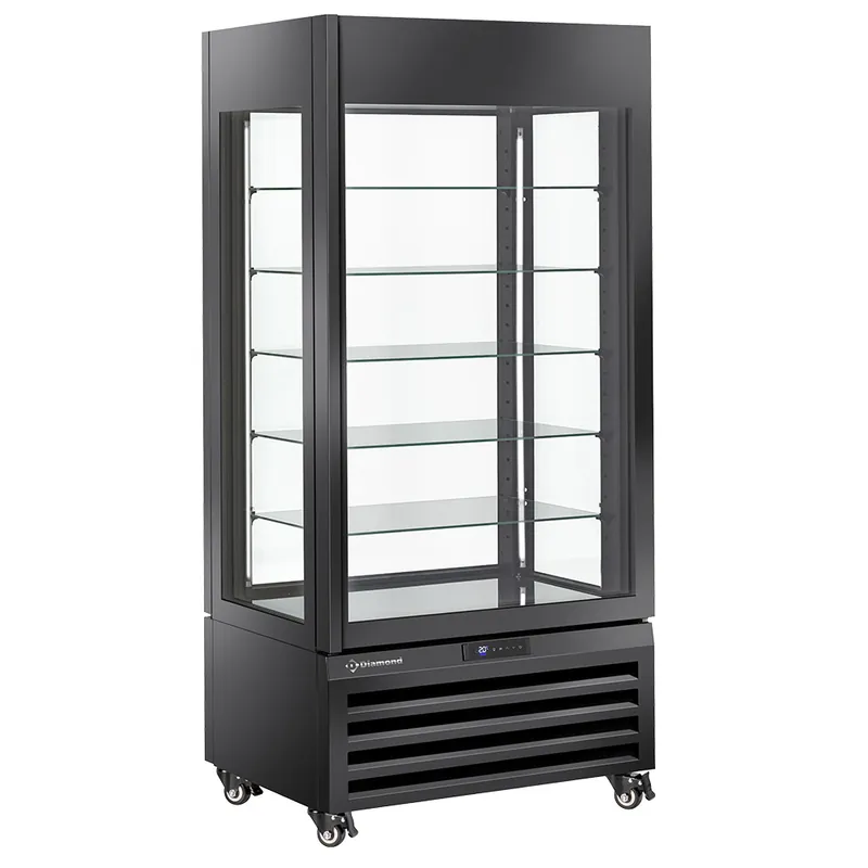 FULL glazen vitrine" 600 Lt., 5 glazen niveaus, geventileerd - ICE CREAM & PASTRY - ZWART Seizoensaanbieding
