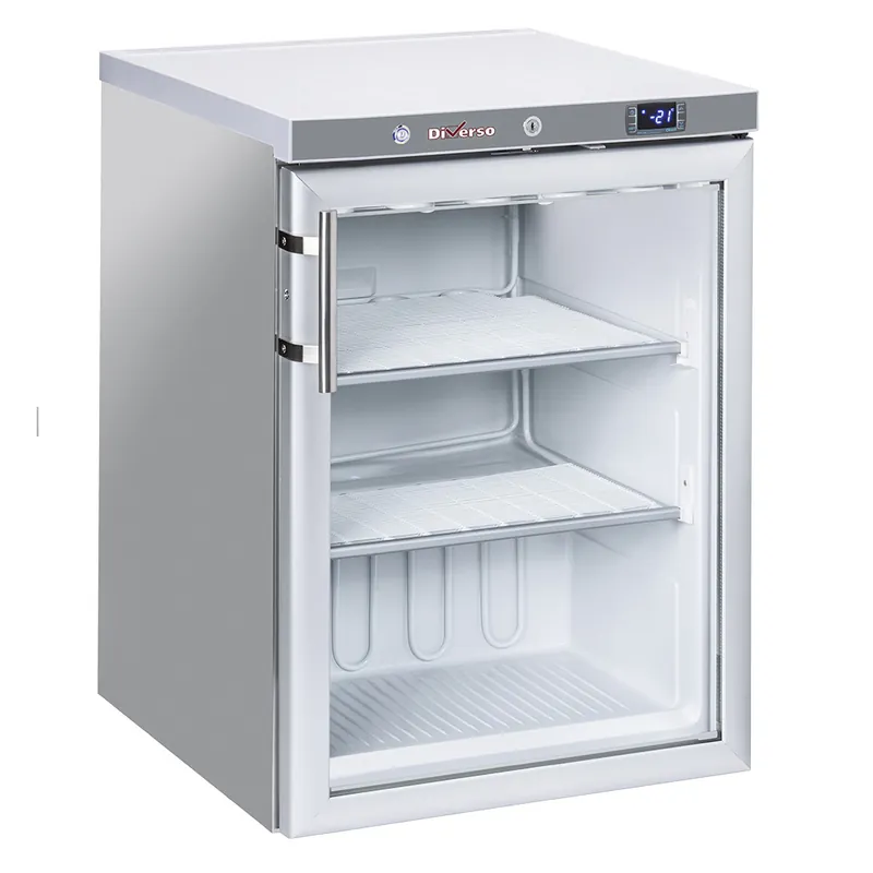 Actieprijs Statische vriezer, glazen deur, 200 liter - R.V.S.