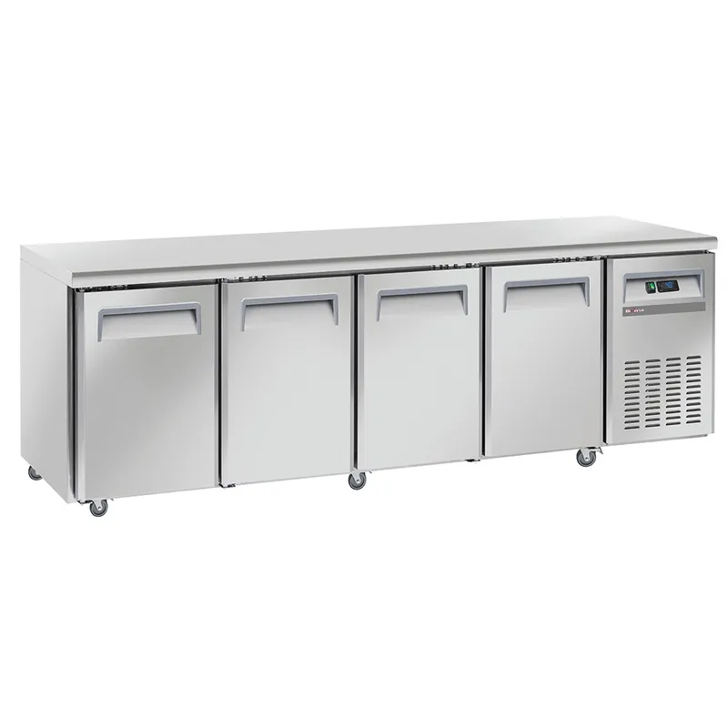 Lage Kosten Koeltafel, geventileerd, 4 deuren GN 1/1, op wielen, 2 met remmen