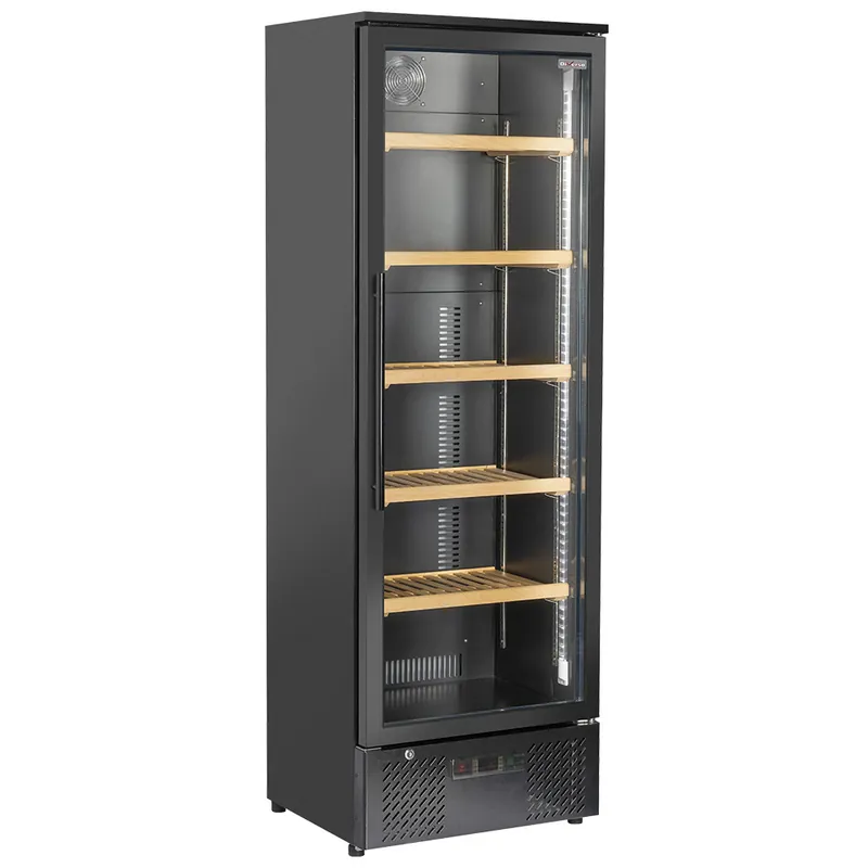Wijnkast vitrine, 300 liter, 1 temperatuur - ZWART Seizoensaanbieding