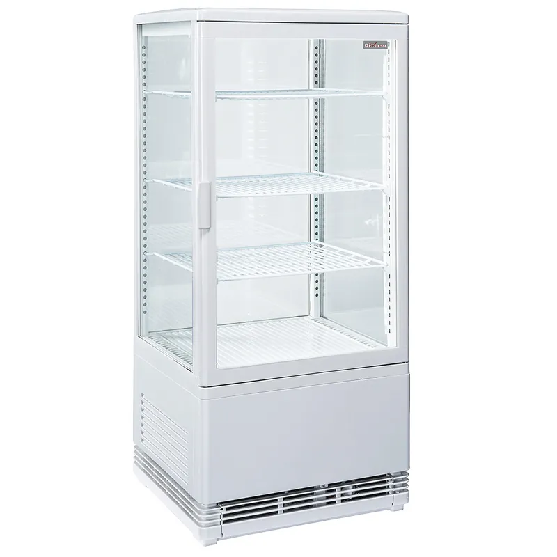 Vitrine tafelmodel geventileerd, 4 niveaus, 4 glazen zijden, 80 liter - WIT Nieuw