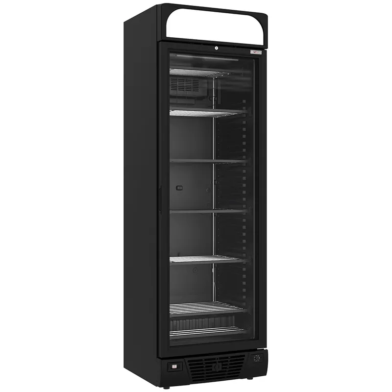 Laatste Versie Negatieve geventileerde vitrine 374 liter - 5 vaste niveaus met lichtbak - ZWART