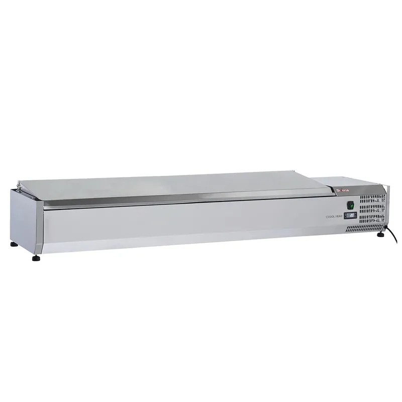 Gekoelde opzetvitrine 8 x GN 1/3 -150 mm, met R.V.S. deksel Koop Online