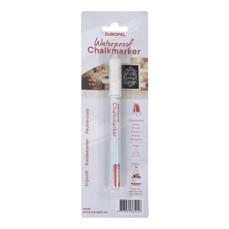 Krijtstift Europel watervast 3mm wit blister 1 stuk Merkproduct