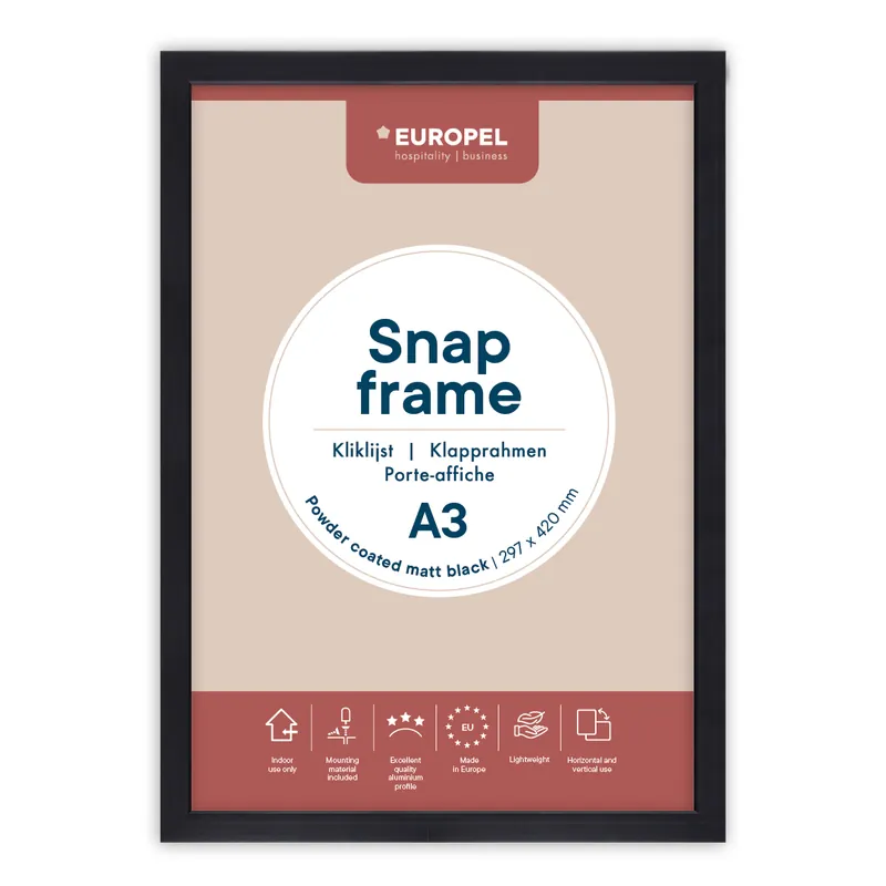 Kliklijst Europel Premium+ A3 25mm Mat Zwart Nieuw