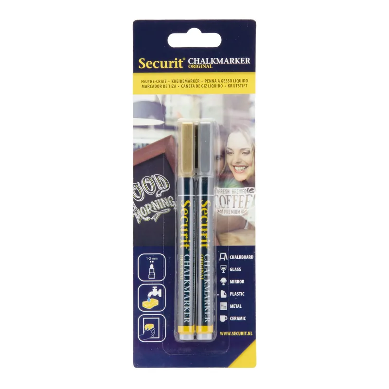 Originele Krijtstift Set Van Twee In Goud En Zilver 1-2 mm Must-Have