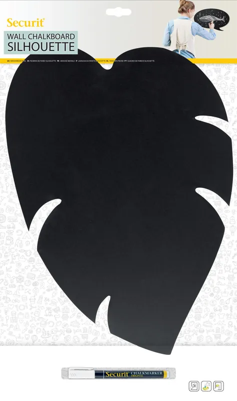 Fabrieksprijs Silhouette Blad Wandkrijtbord In Zwart 43,8x29,6x0,3 cm