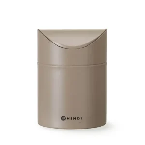 Op = Op Tafelformaat prullenbak met schommeldeksel - 1,2L - Beige - Ø120x(H)165mm