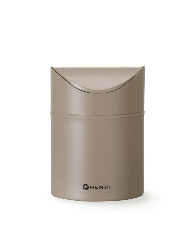 Op = Op Tafelformaat prullenbak met schommeldeksel - 1,2L - Beige - Ø120x(H)165mm