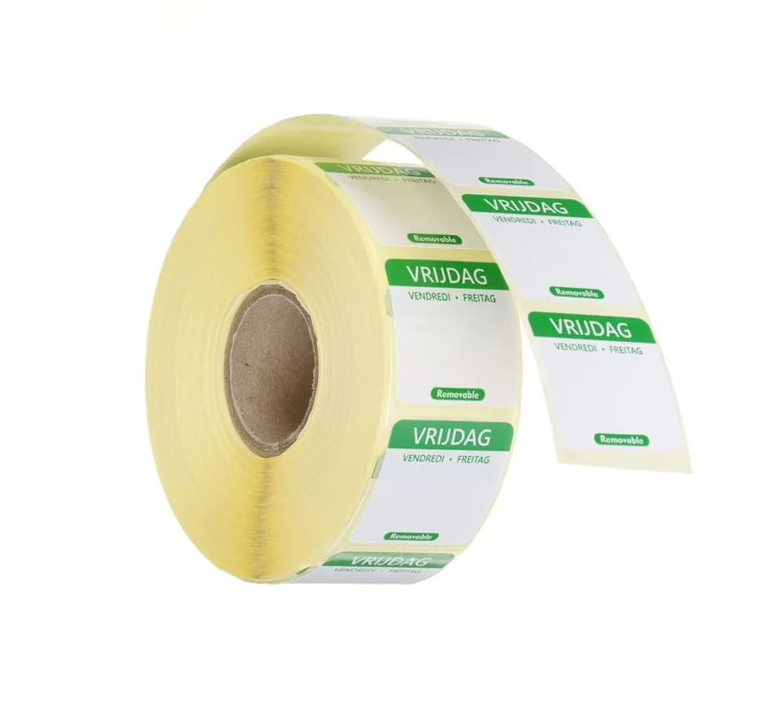 Voedselveiligheidsstickers - multifunctioneel - eenvoudig verwijderbaar - Vrijdag - Groen - 1000 st. - 25x25mm NL,FR,DE Favoriet