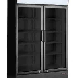 Backbar koelkast met lichtbak - dubbele deur - 512L - Zwart - 220-240V/510W - 1120x585x(H)1900mm Gereduceerde Prijs