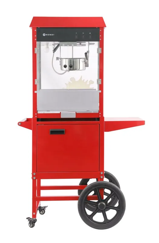 Popcornmachine met kar - Rood - 220-240V/1155W - 940x510x(H)1553mm Tijdelijk Beschikbaar