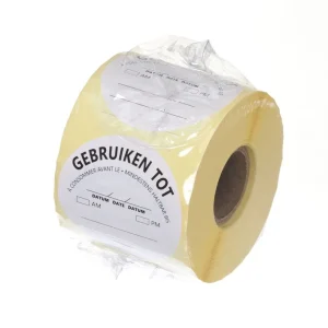 Voedselveiligheidsstickers - multifunctioneel - eenvoudig verwijderbaar - “GEBRUIKEN TOT” - Wit - 500 st. - Ø50mm NL Betrouwbaar