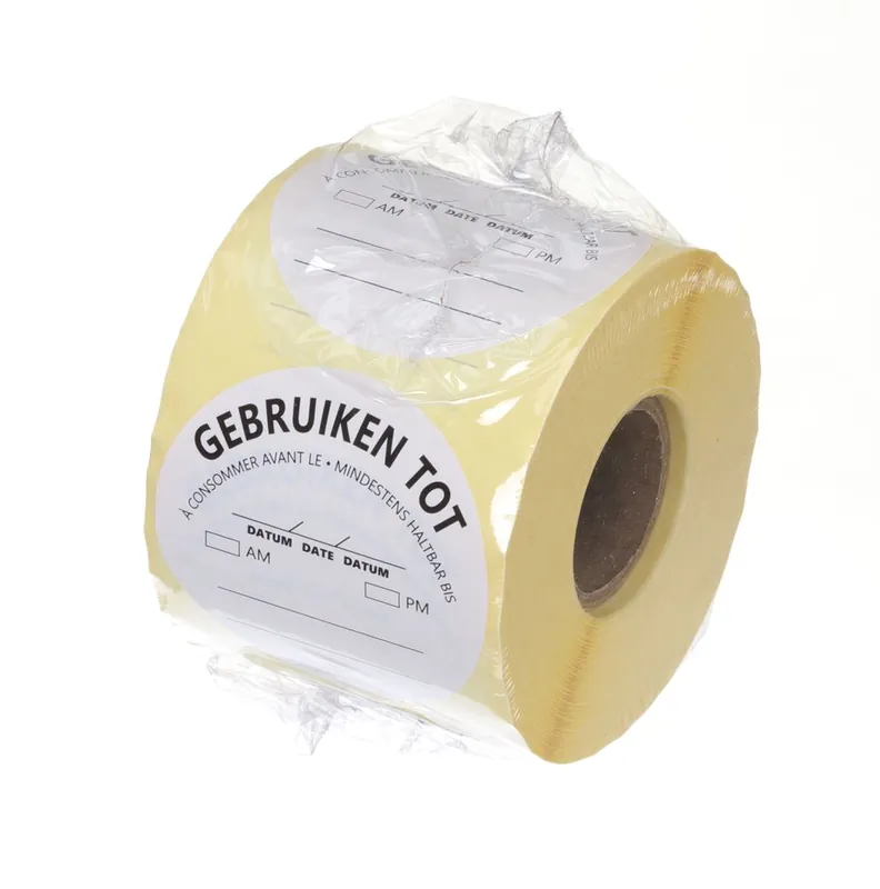 Voedselveiligheidsstickers - multifunctioneel - eenvoudig verwijderbaar - “GEBRUIKEN TOT” - Wit - 500 st. - Ø50mm NL Betrouwbaar