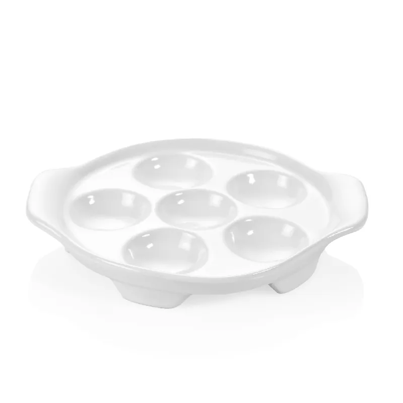 Dagaanbieding Slakkenpan-set, met lappenhandgrepen, voor 6 slakken, Ø 15 cm, set van 6 stuks, porselein