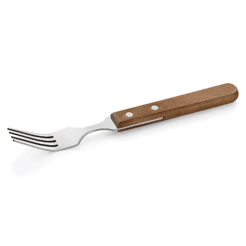 Steakvorkenset, met dennenhouten handvat, 20 cm, set van 12 stuks, hout, roestvrij staal Hoge Kwaliteit